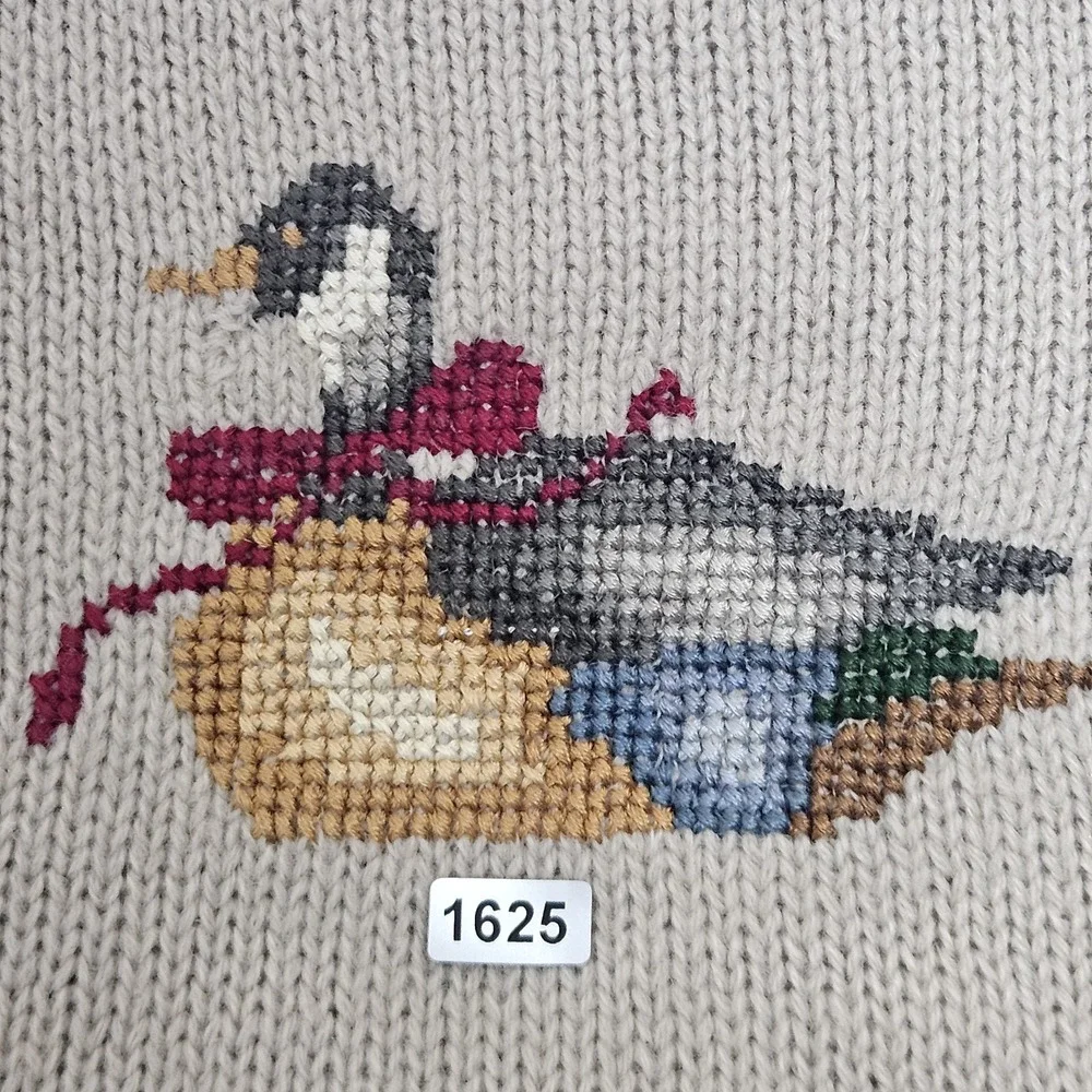 [Unknown Brand] Men’s Beige V-Neck Sweater with Duck Motif